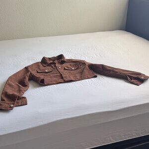 Cropped Corduroy Jacket in Rich Brown